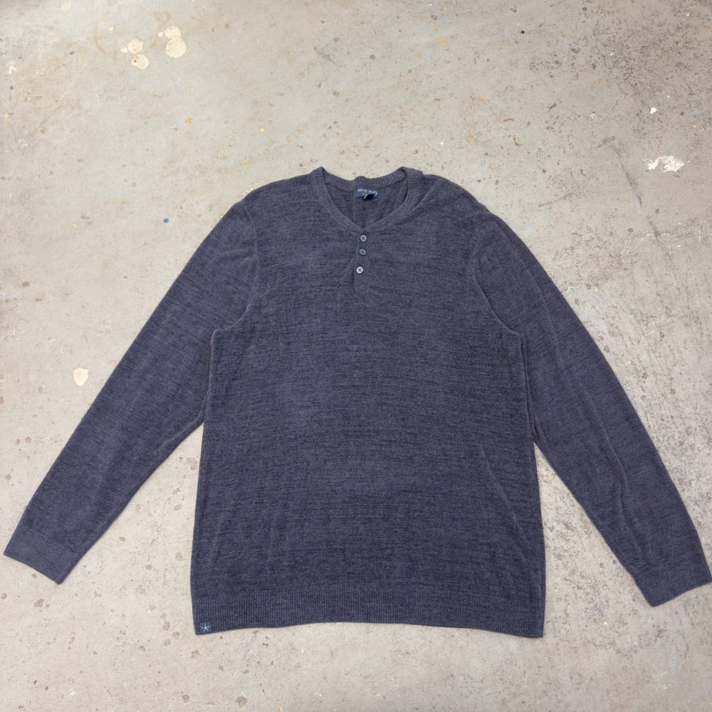 Barefoot Dreams CozyChic Ultra Lite Henley Sweater Gray BDMCU21459 Mens XL